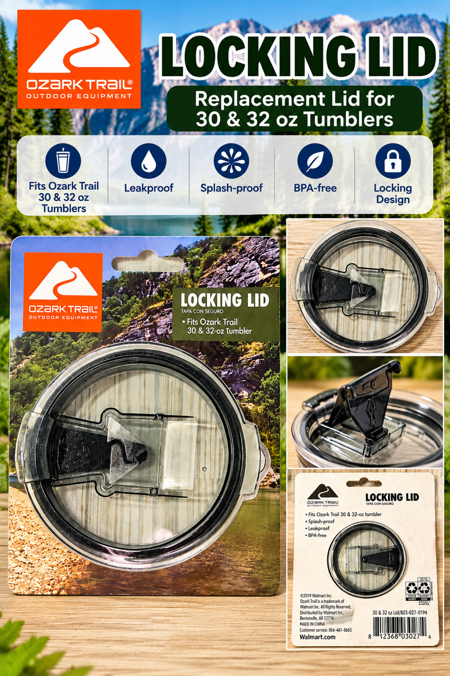 Ozark Trail Replacement Tumbler Lid for 30oz Cup with Slide Closure Black